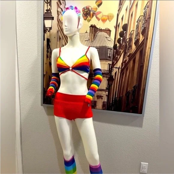 Rave Festival Rainbow Striped Women's Swim Set - Picture 10 of 16